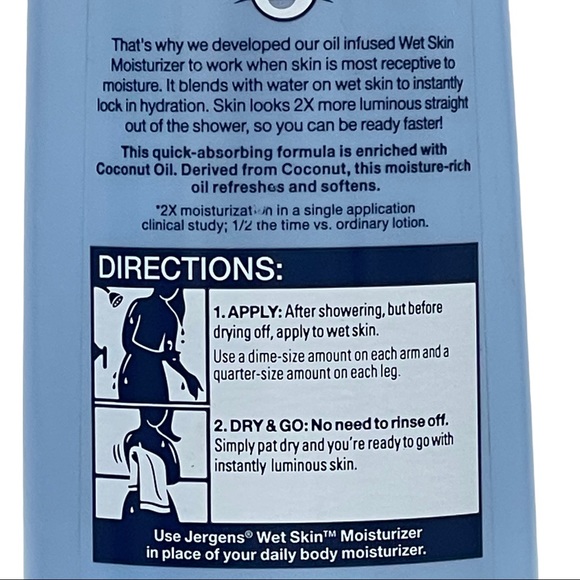 Jergens Wet Skin Moisturizer Refreshing Coconut Oil 10 oz for Softens Dry Skin - Picture 3 of 5